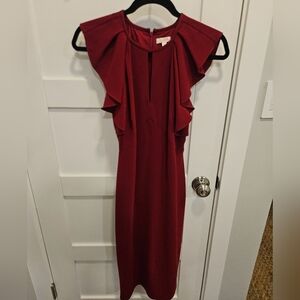 Shoshanna Burgundy Ruffle Dress